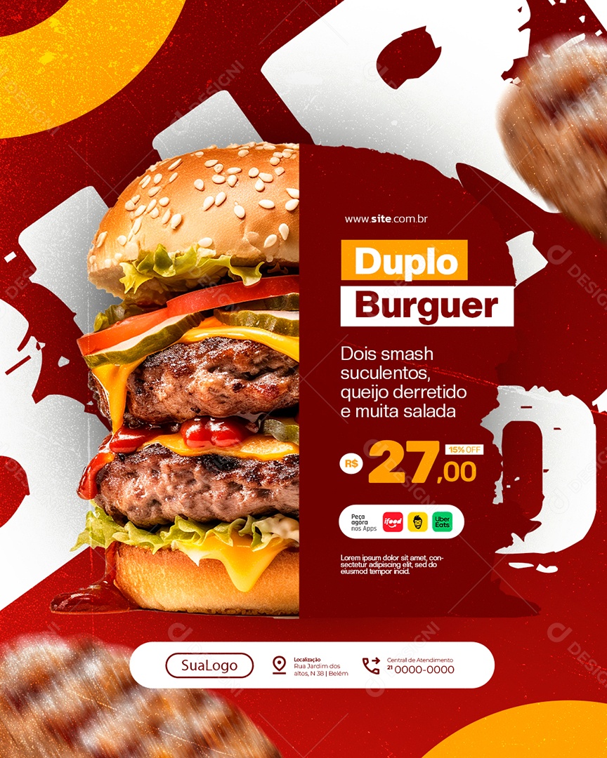 Hamburgueria Duplo Burguer Social Media PSD Editável