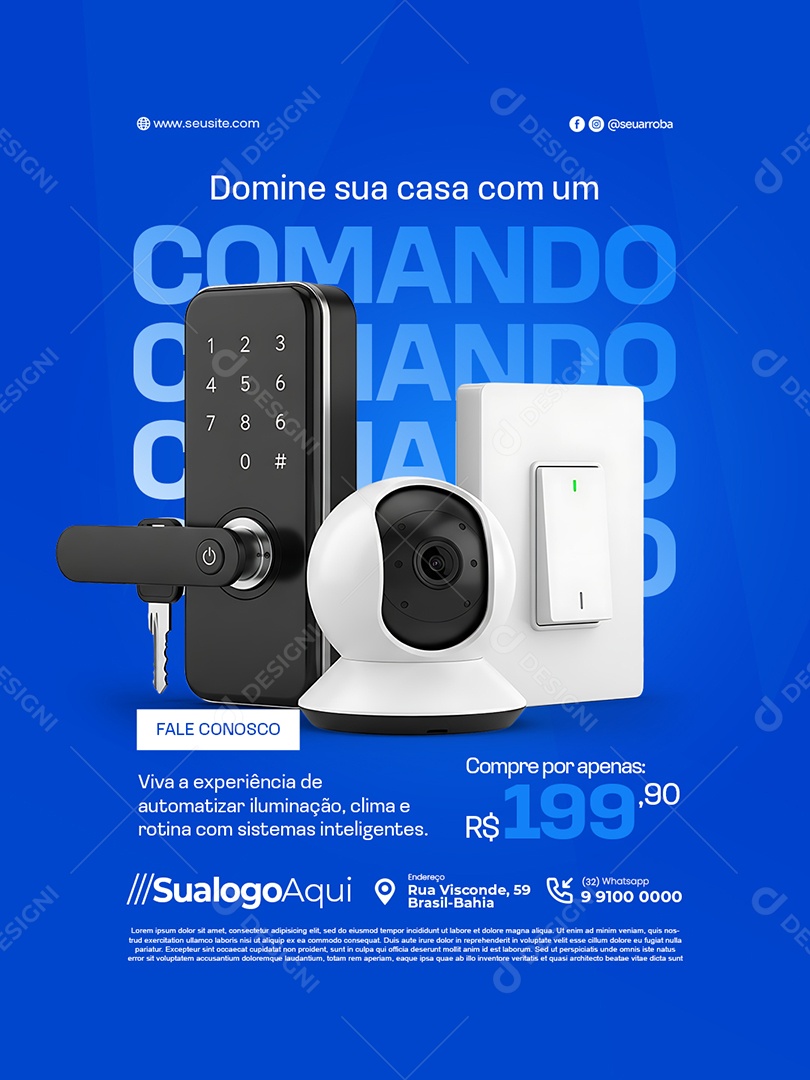 Automação Casa Inteligente Domine Sua Casa com Um Comando Social Media PSD Editável