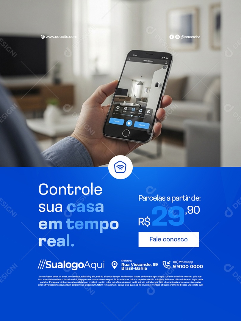 Automação Casa Inteligente Controle Sua Casa em Tempo Real Social Media PSD Editável