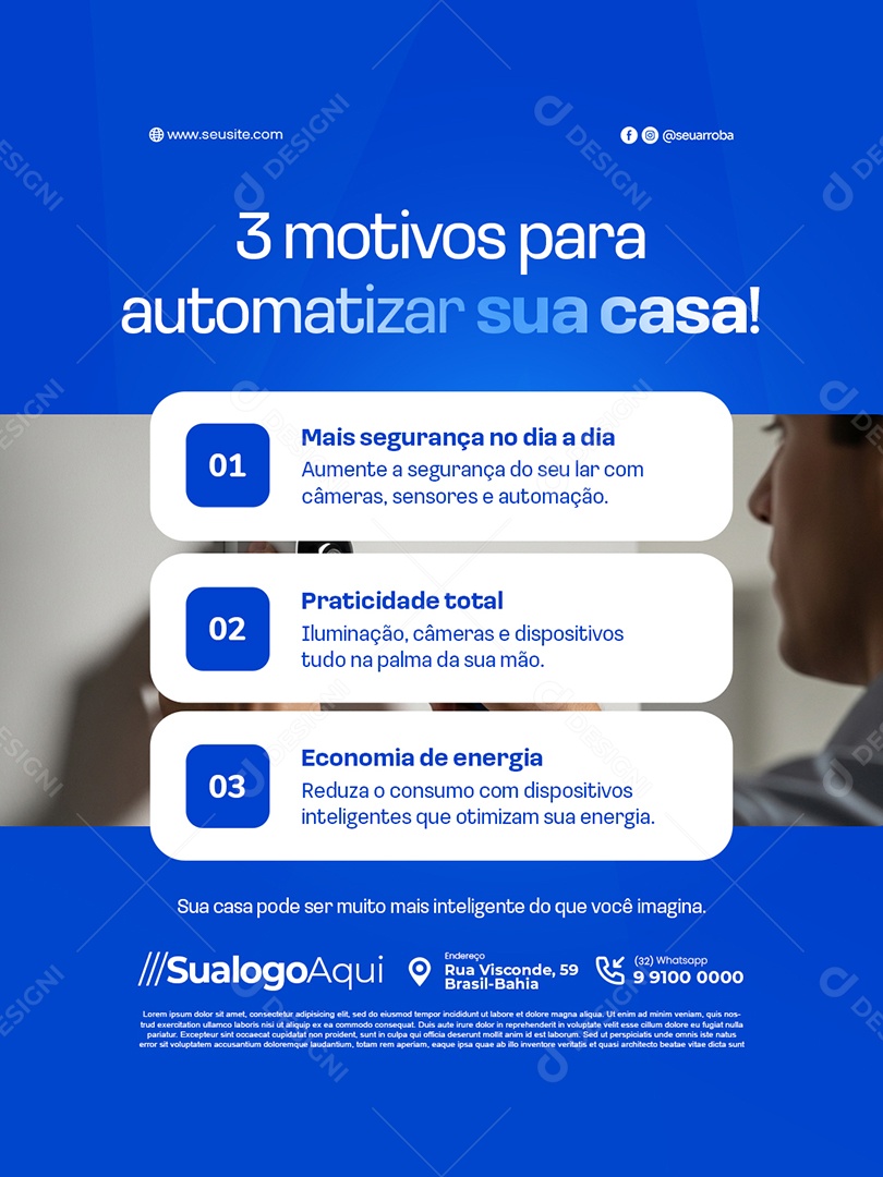 Automação Casa Inteligente Três Motivos para Automatizar Sua Casa Social Media PSD Editável