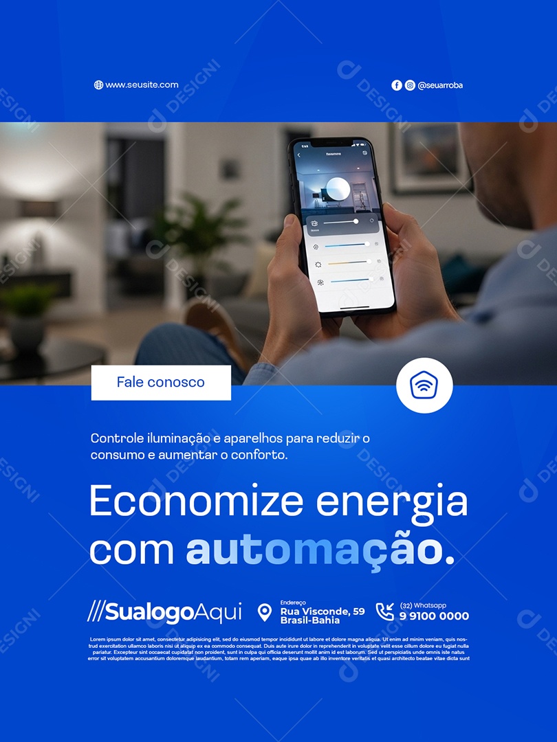 Automação Casa Inteligente Economize Energia com Automação Social Media PSD Editável