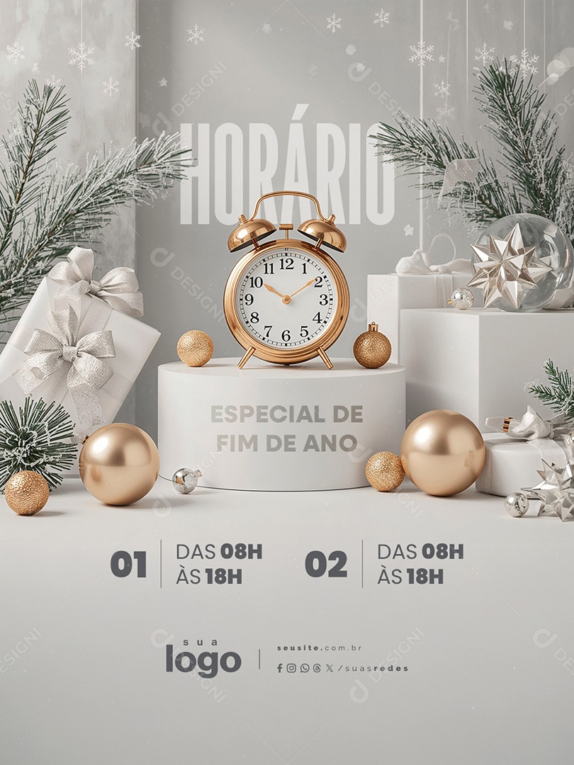 Horário Especial de Fim de Ano das 08H às 18H Social Media PSD Editável