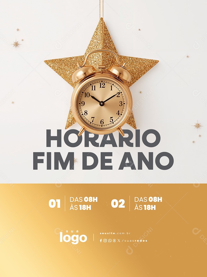 Horário Fim de Ano Das 08H Às 18H Social Media PSD Editável