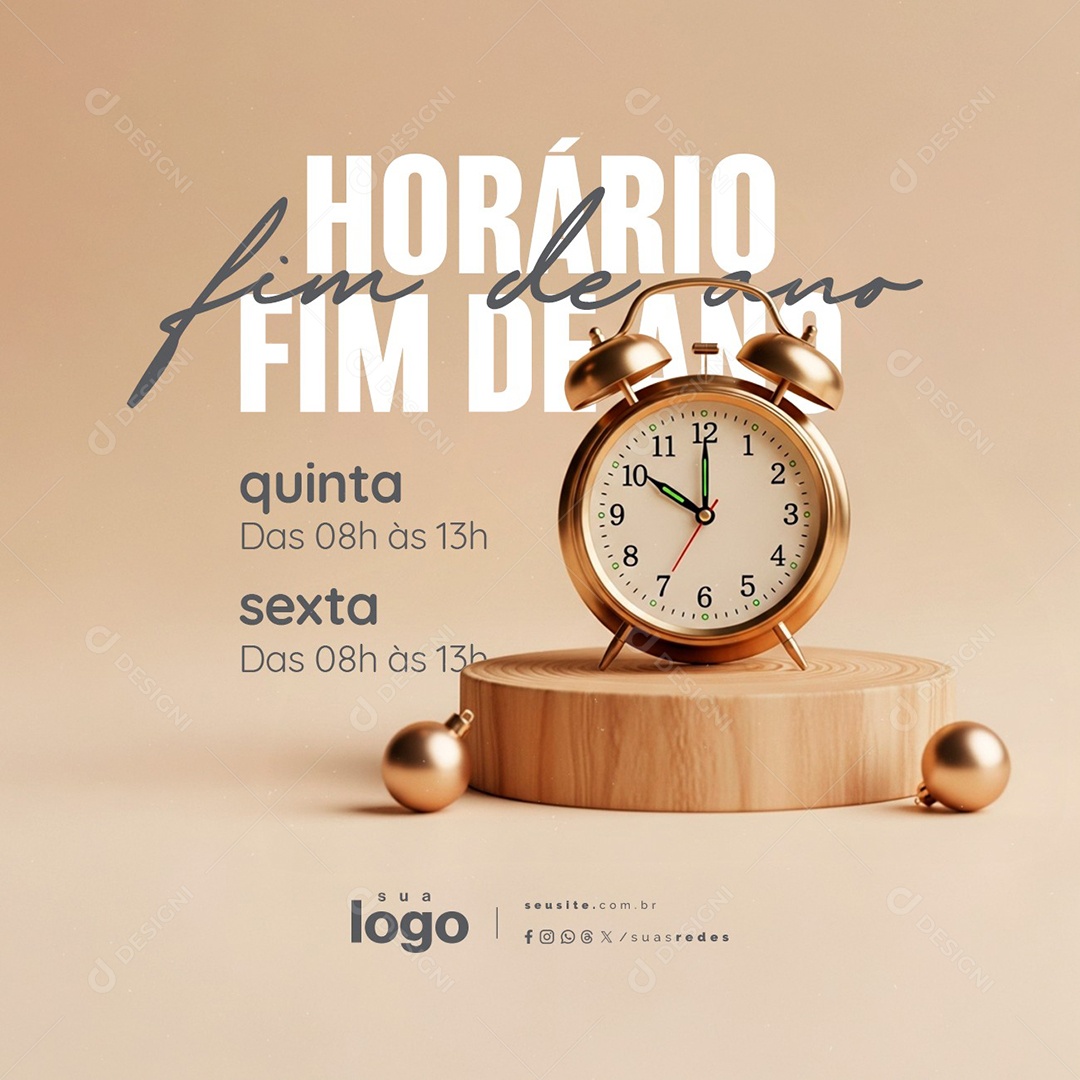Horário Fim de Ano Quinta Sexta Social Media PSD Editável