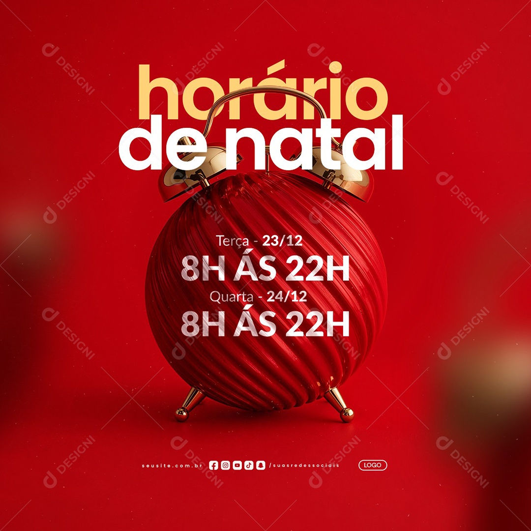 Horário de Natal Terça Quarta Social Media PSD Editável
