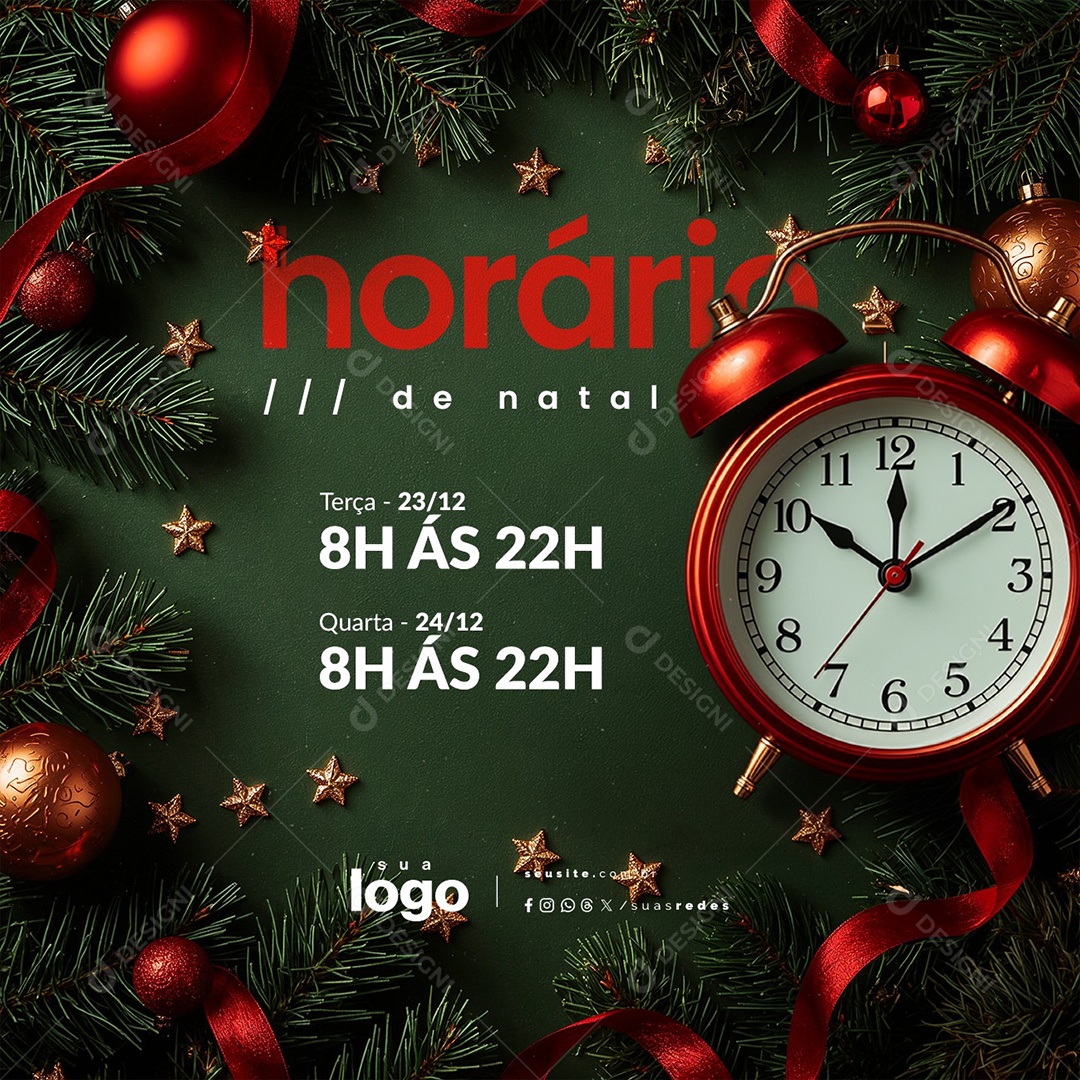 Horário de Natal Terça Quarta Social Media PSD Editável