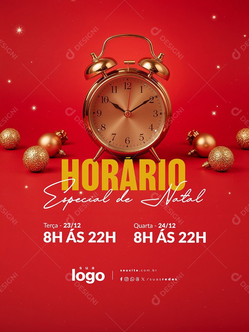 Horário Especial de Natal Terça Quarta Social Media PSD Editável