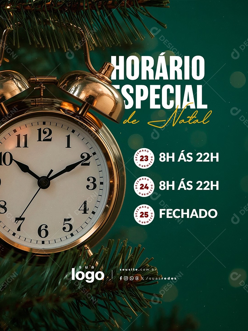 Horário Especial de Natal Social Media PSD Editável