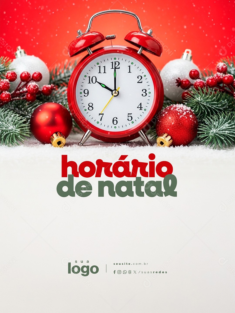 Horário de Natal Funcionamento Social Media PSD Editável