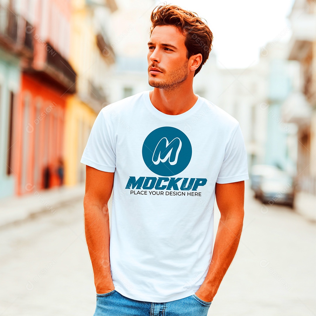 Mockup de Camiseta Masculina PSD Editável