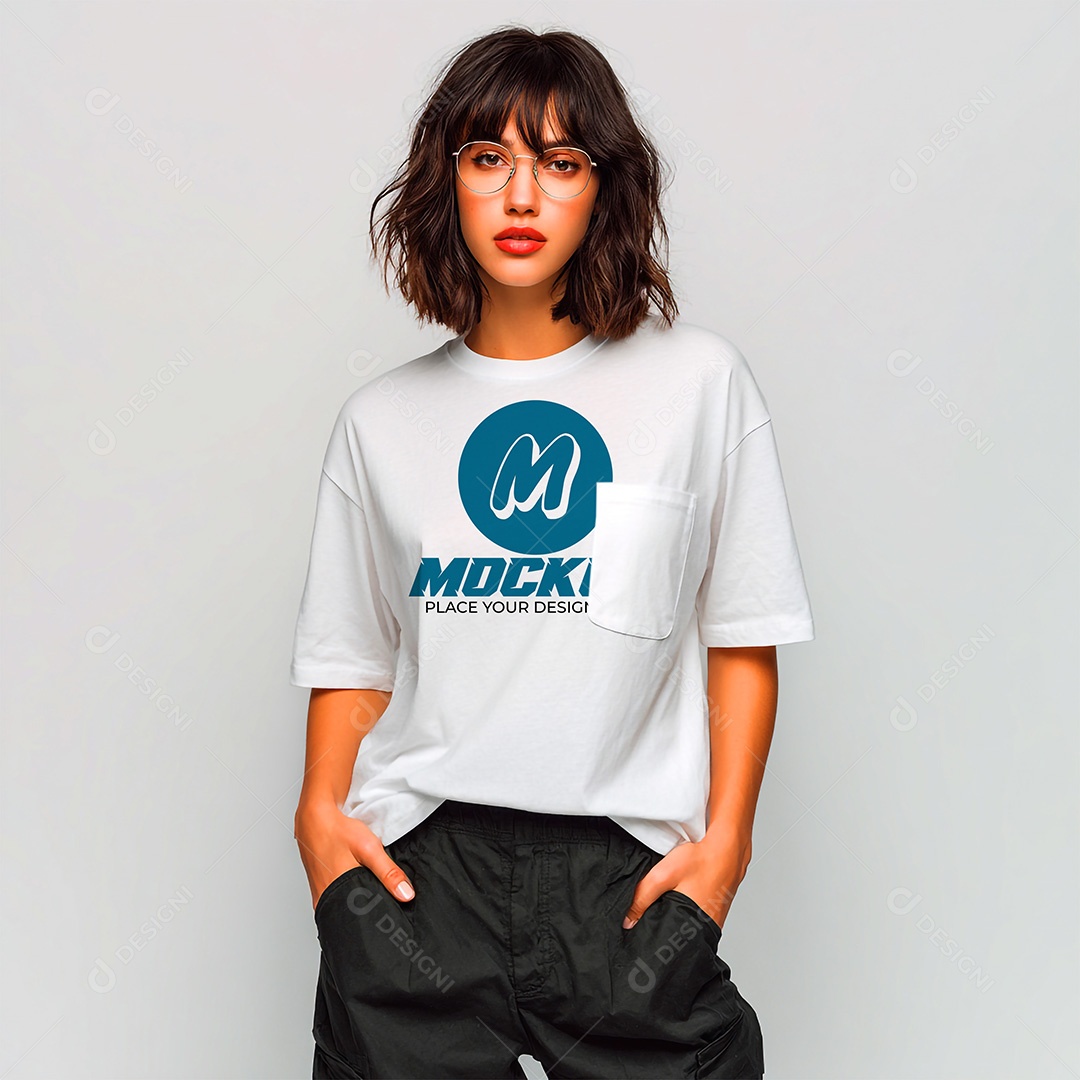 Mockup de Camiseta Feminina PSD Editável