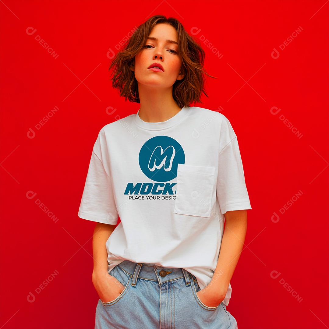 Mockup de Camiseta Feminina PSD Editável