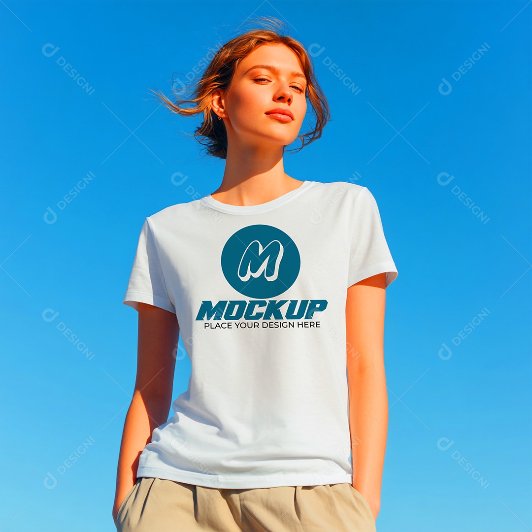 Mockup de Camiseta Feminina PSD Editável