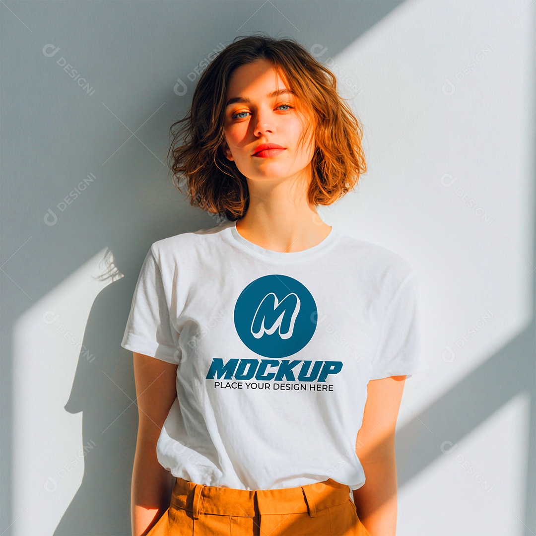 Mockup de Camiseta Feminina PSD Editável