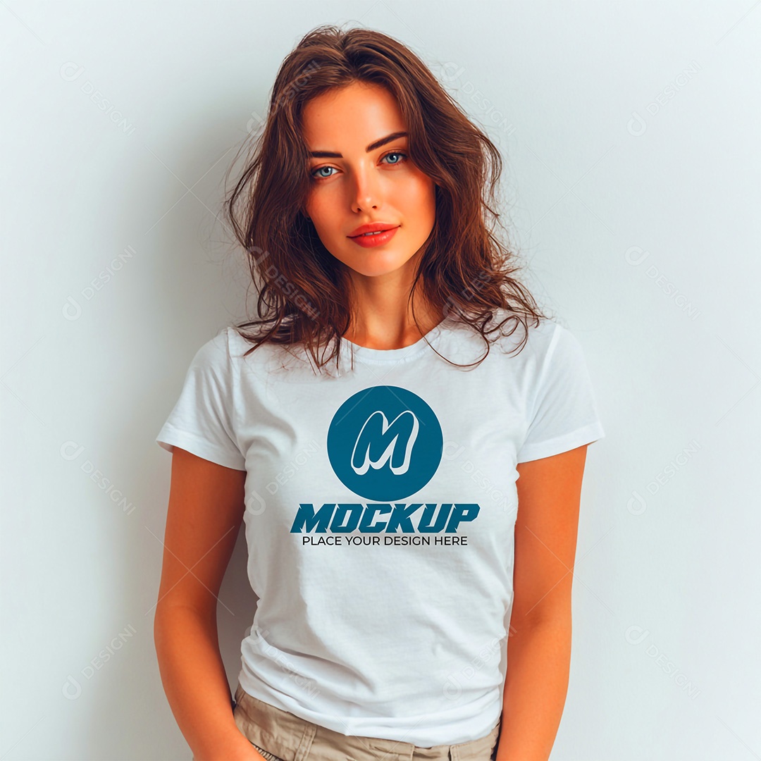 Mockup de Camiseta Feminina PSD Editável