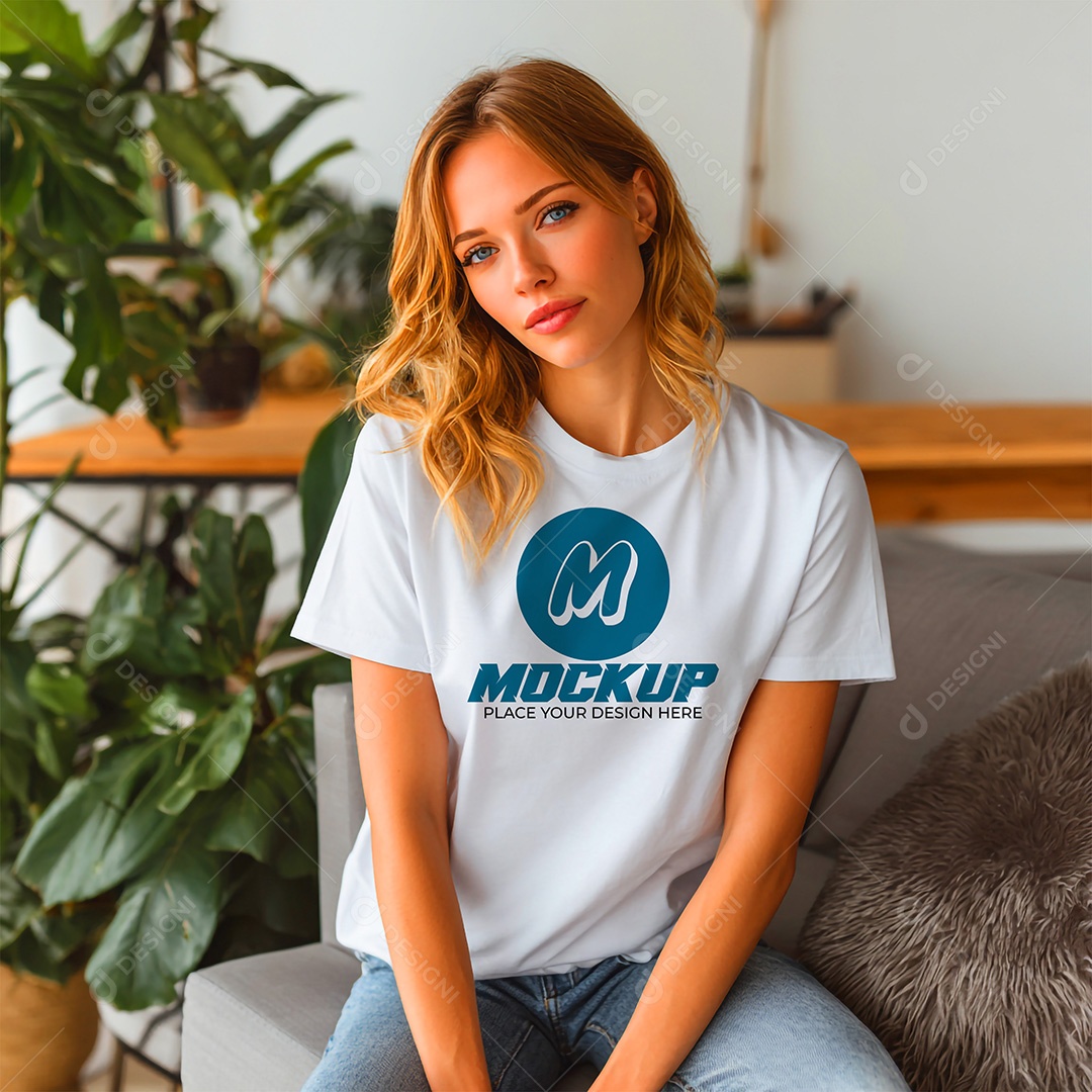 Mockup de Camiseta Feminina PSD Editável