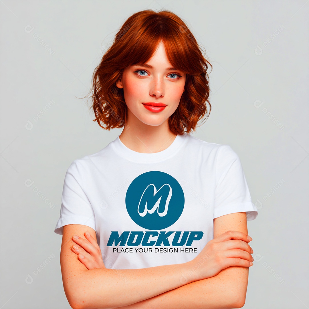 Mockup de Camiseta Feminina PSD Editável