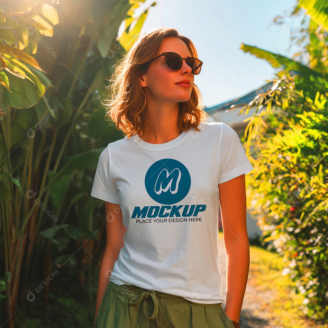 Mockup de Camiseta Feminina PSD Editável