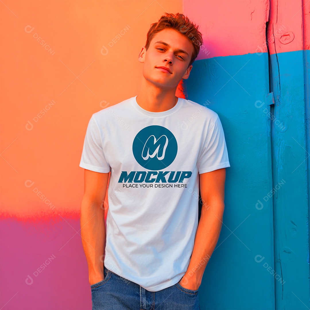Mockup de Camiseta Masculina PSD Editável