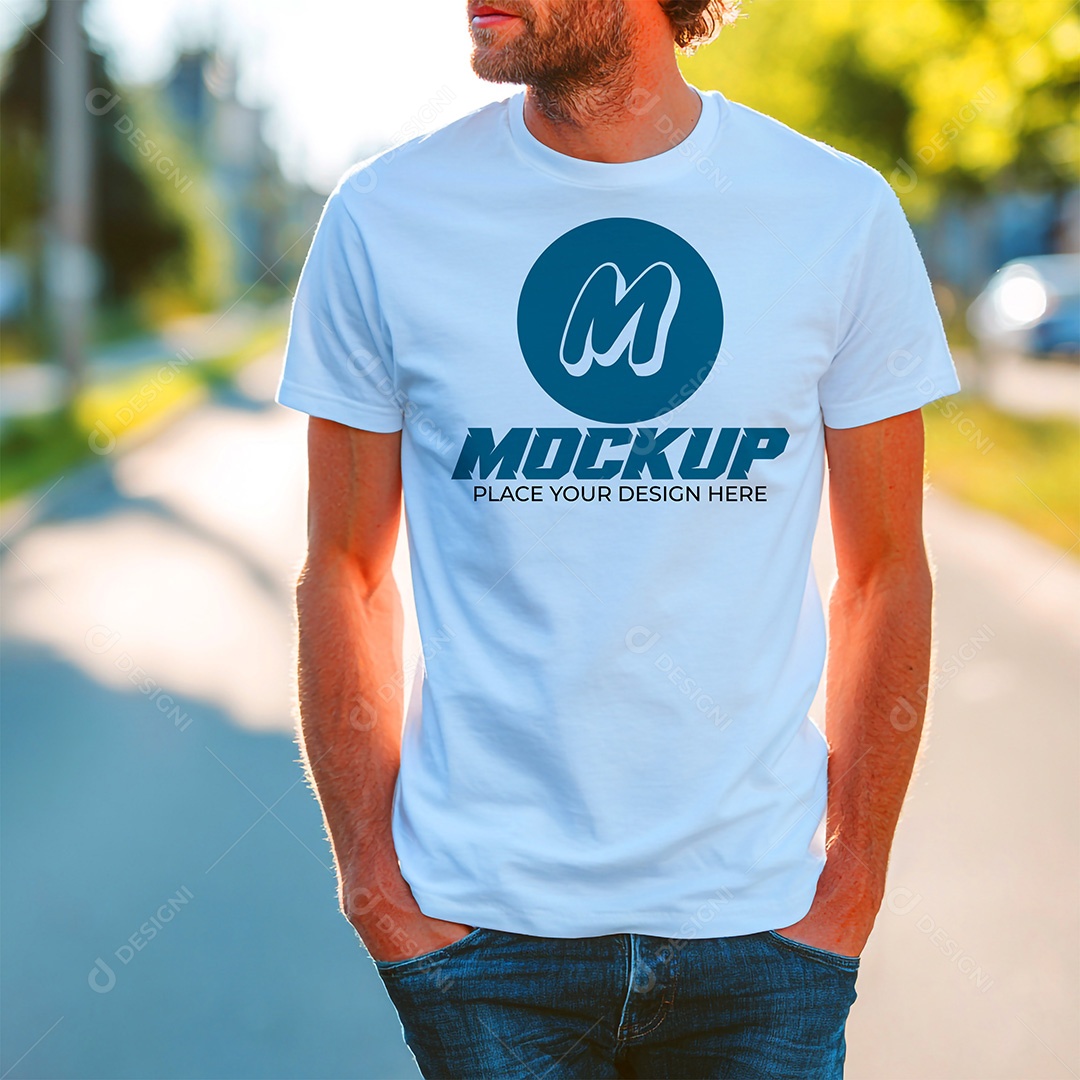 Mockup de Camiseta Masculina PSD Editável