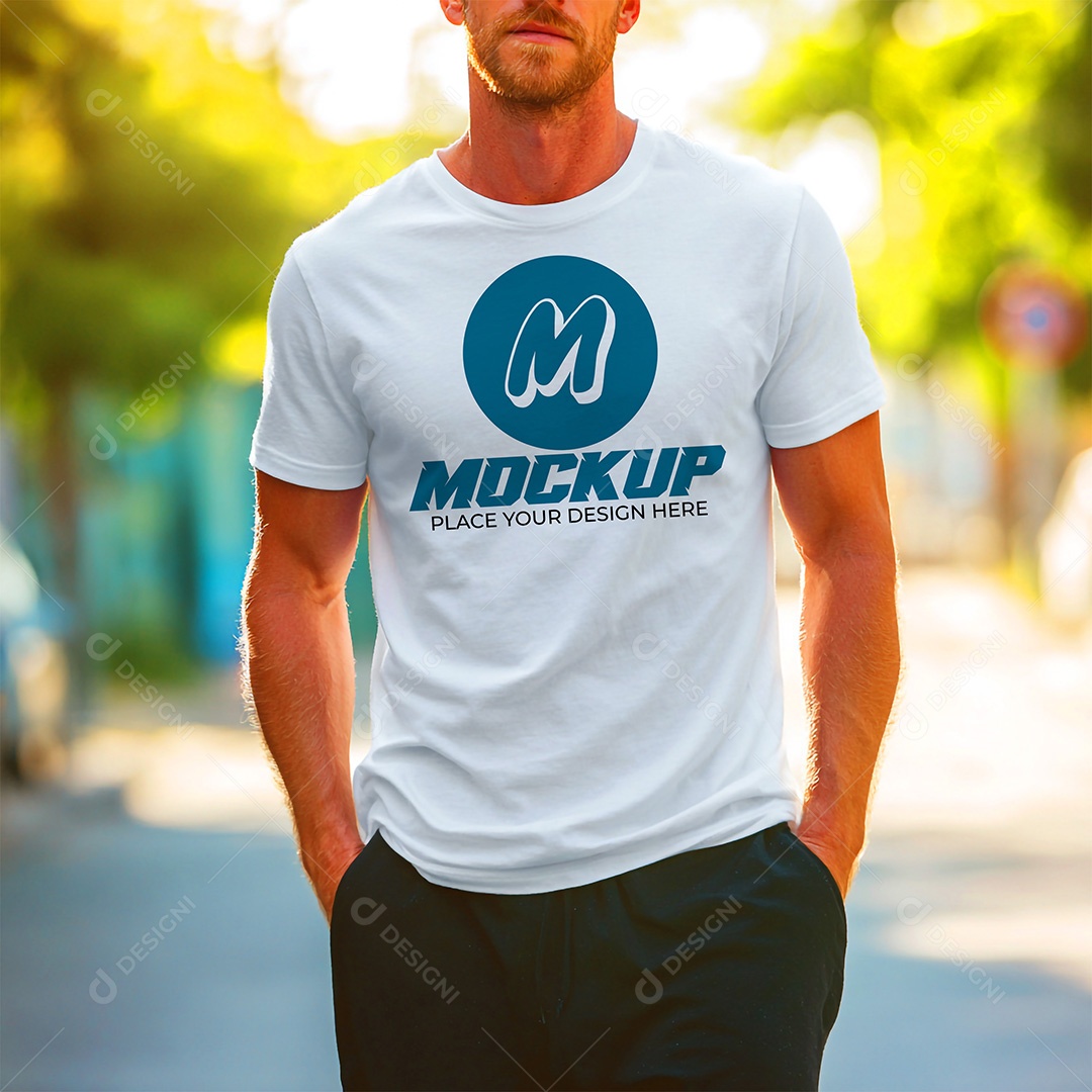 Mockup de Camiseta Masculina PSD Editável