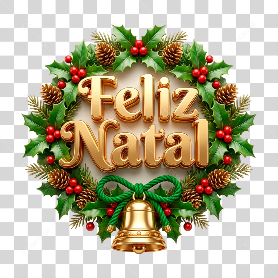 Selo 3D Feliz Natal PNG Transparente