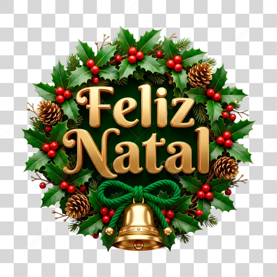 Selo 3D Feliz Natal PNG Transparente