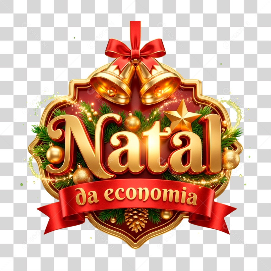 Selo 3D Natal da Economia PNG Transparente