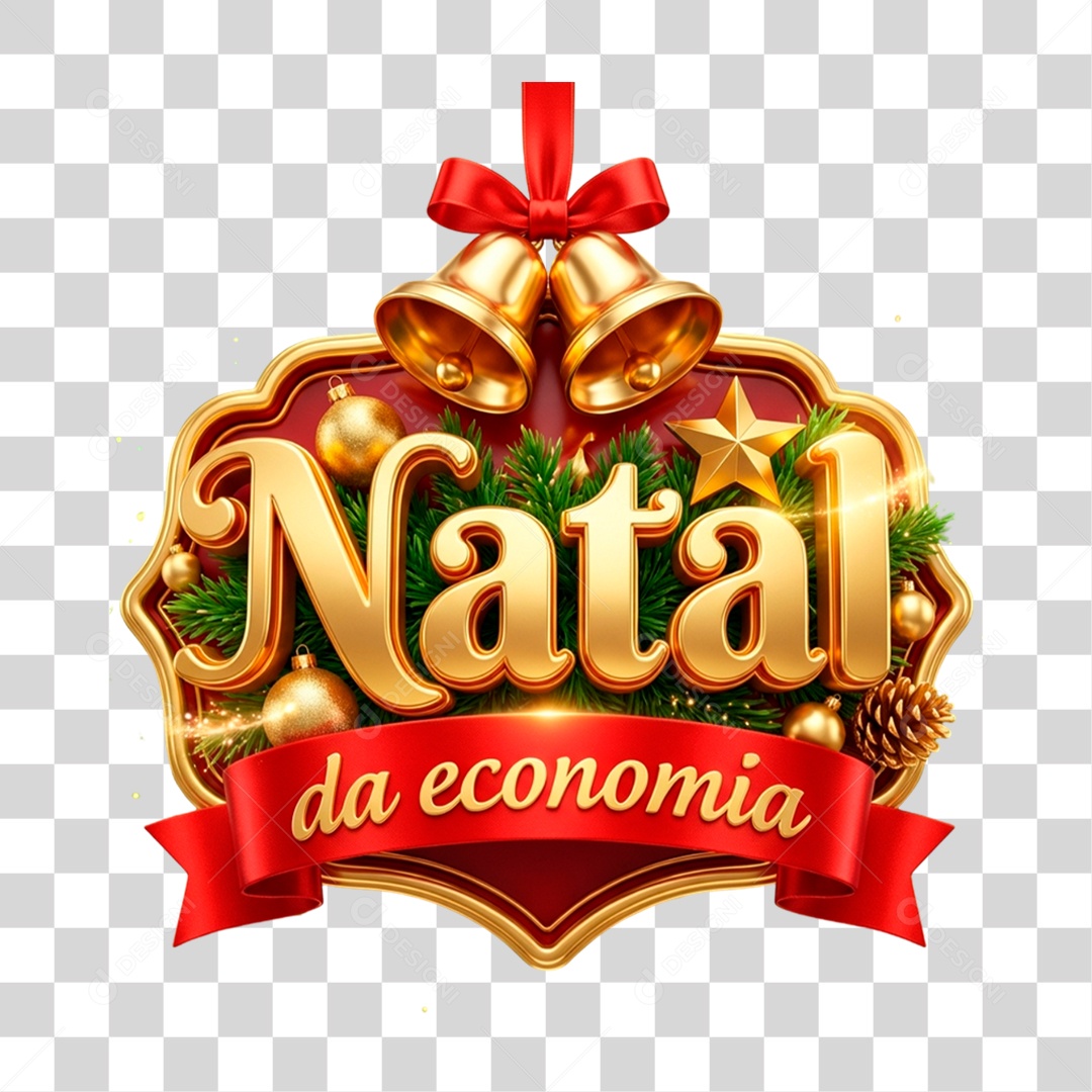 Selo 3D Natal da Economia PNG Transparente