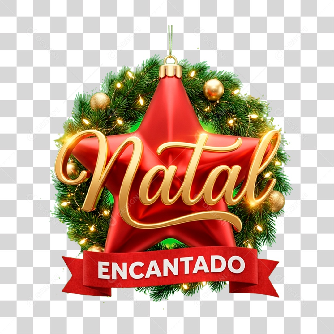 Selo 3D Natal Encantado PNG Transparente
