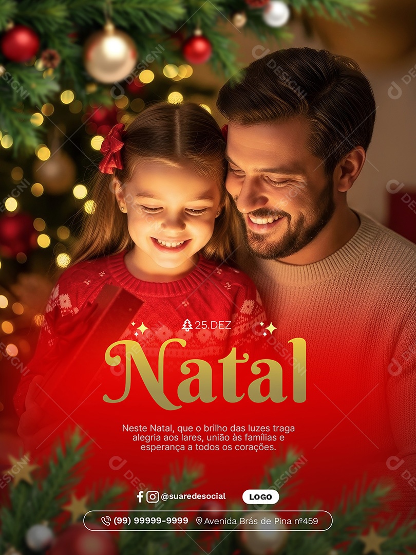 Feliz Natal 25 de Dezembro Social Media PSD Editável