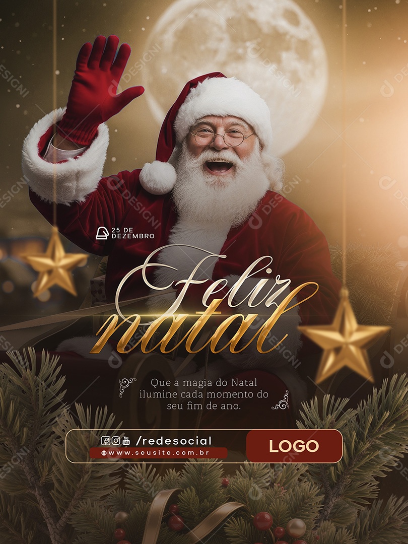 Feliz Natal 25 de Dezembro Social Media PSD Editável