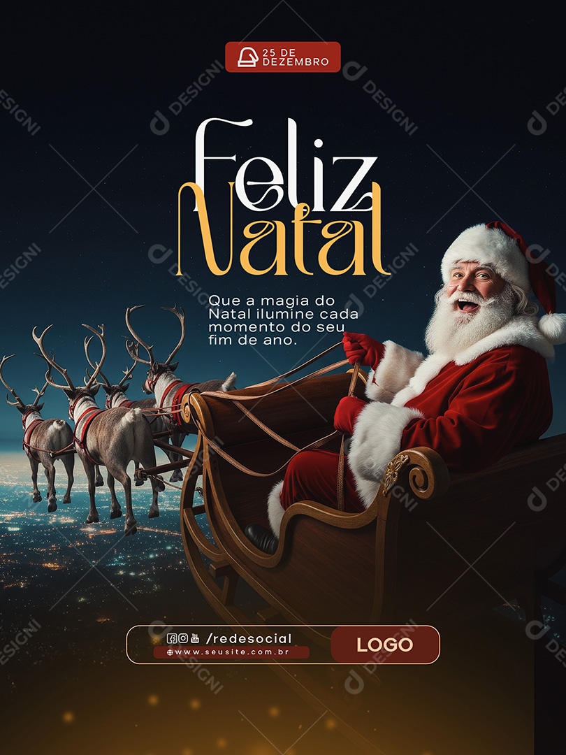 Feliz Natal 25 de Dezembro Social Media PSD Editável