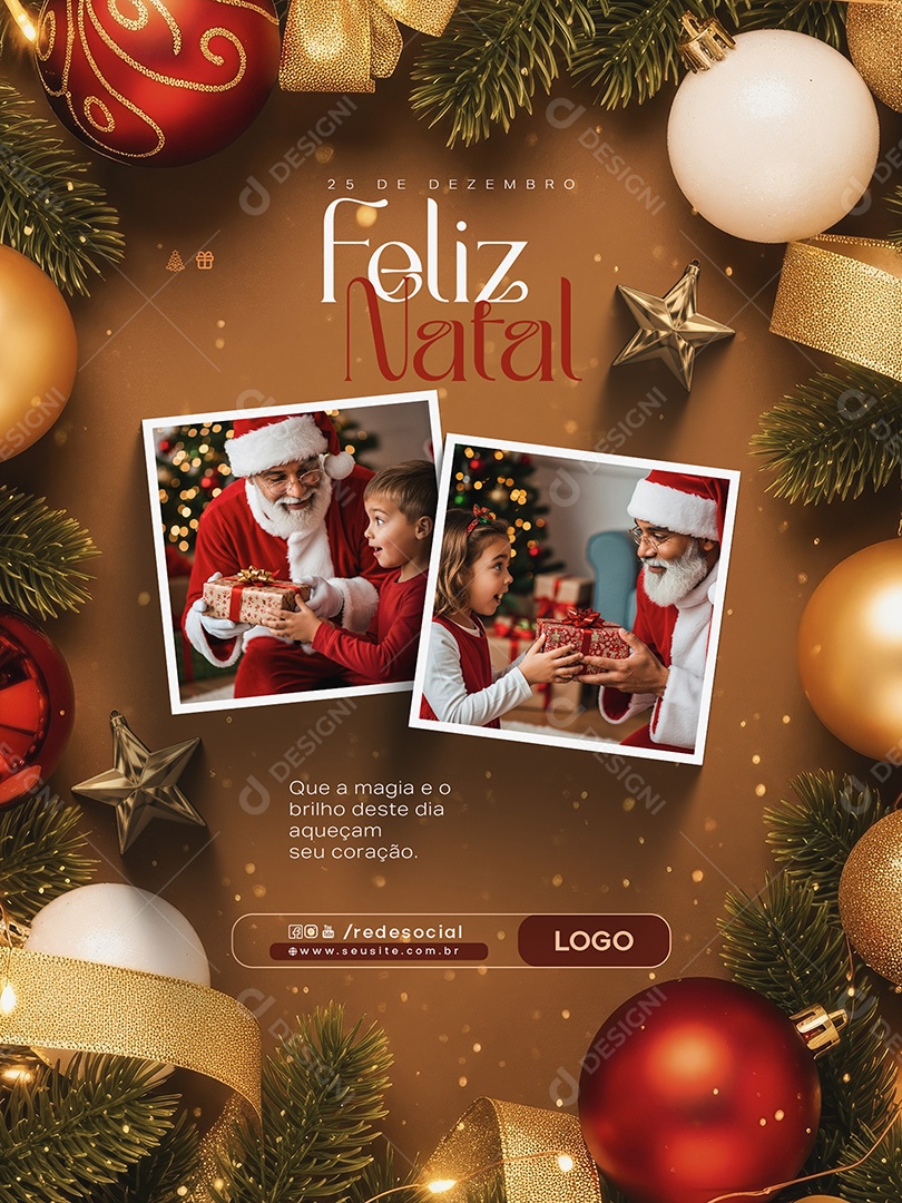 Feliz Natal 25 de Dezembro Social Media PSD Editável