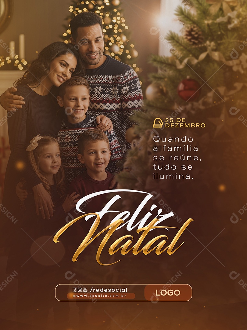 Feliz Natal 25 de Dezembro Social Media PSD Editável