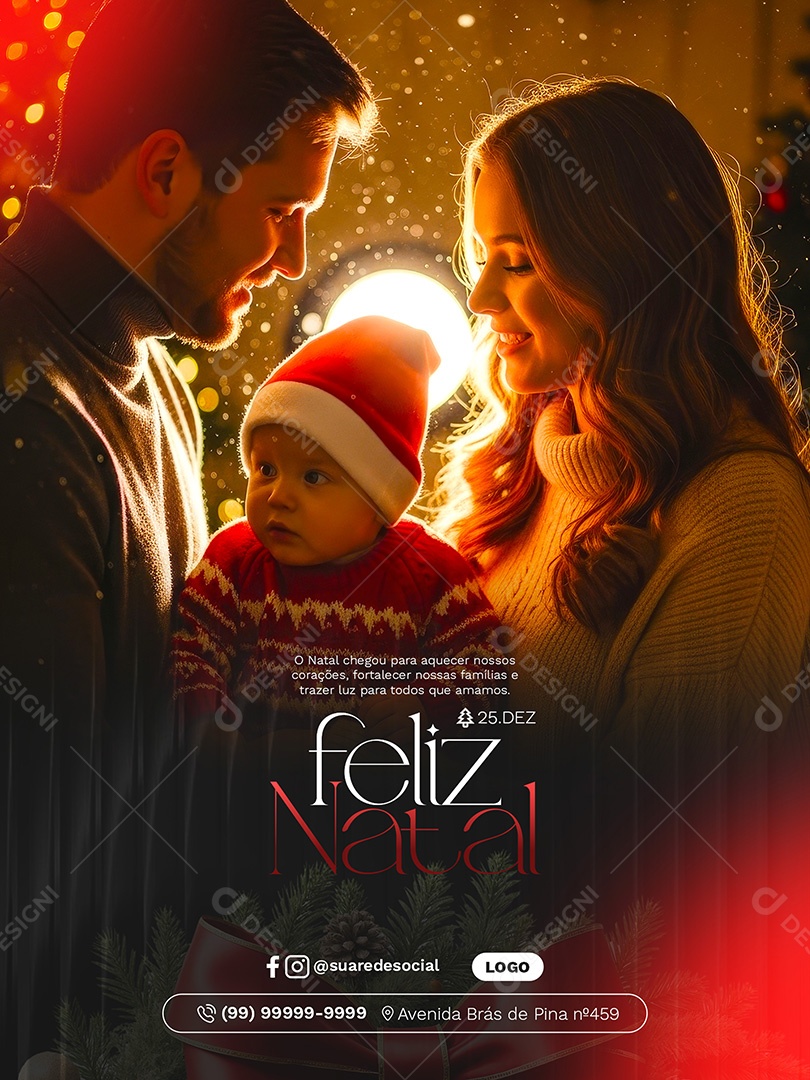 Feliz Natal 25 de Dezembro Social Media PSD Editável