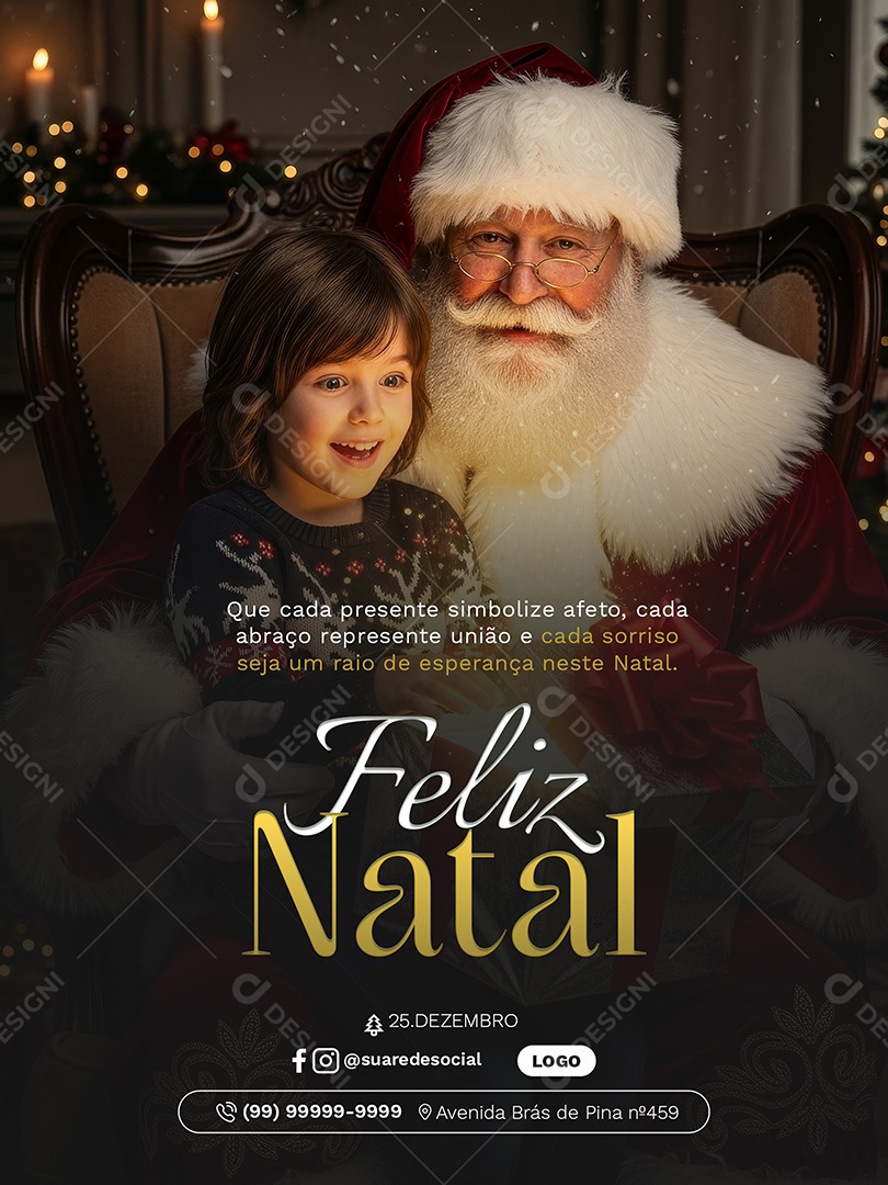 Feliz Natal 25 de Dezembro Social Media PSD Editável
