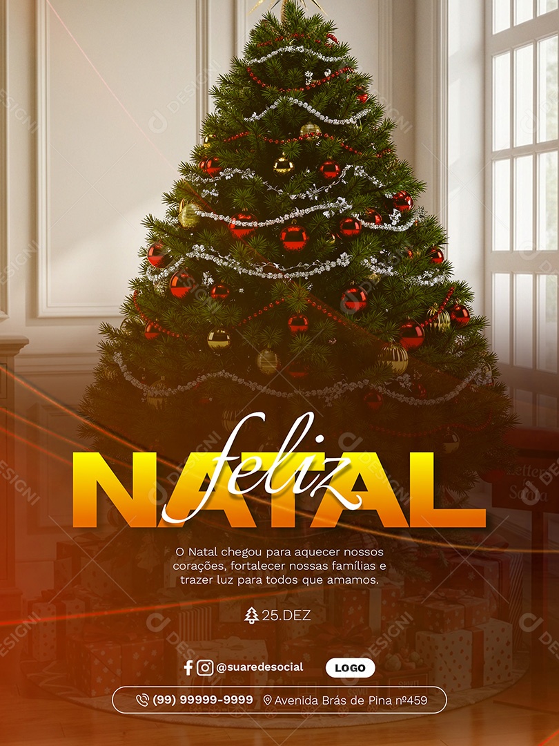 Feliz Natal 25 de Dezembro Social Media PSD Editável