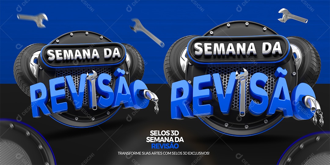 Semana da Revisão Selo 3D para Composição PSD