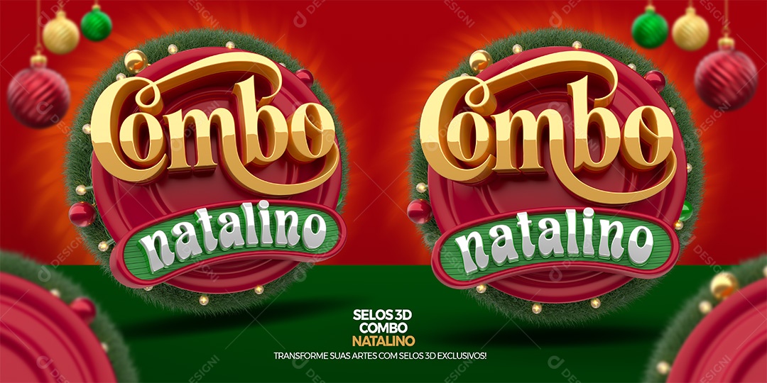 Combo Natalino Selo 3D para Composição PSD