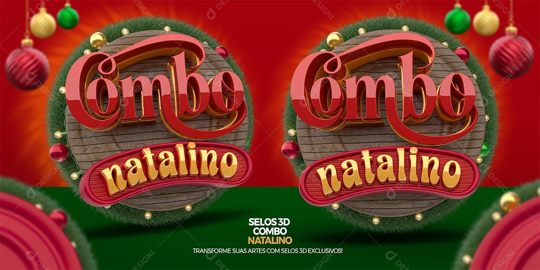 Combo Natalino Selo 3D para Composição PSD