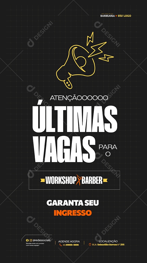 Story Barbearia Workshop Barber Social Media PSD Editável