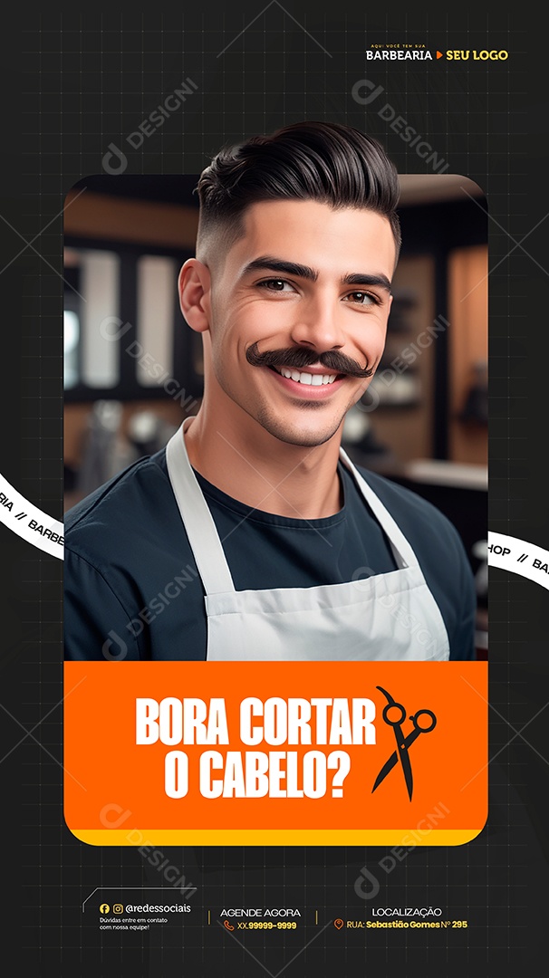 Story Barbearia Bora Cortar o Cabelo Social Media PSD Editável