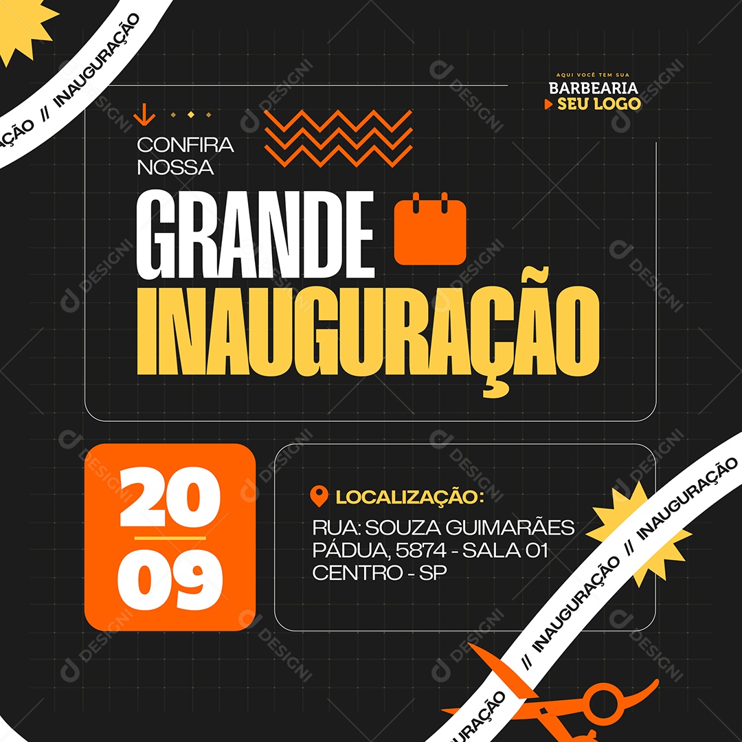 Convite de Inauguração Barbearia Social Media PSD Editável