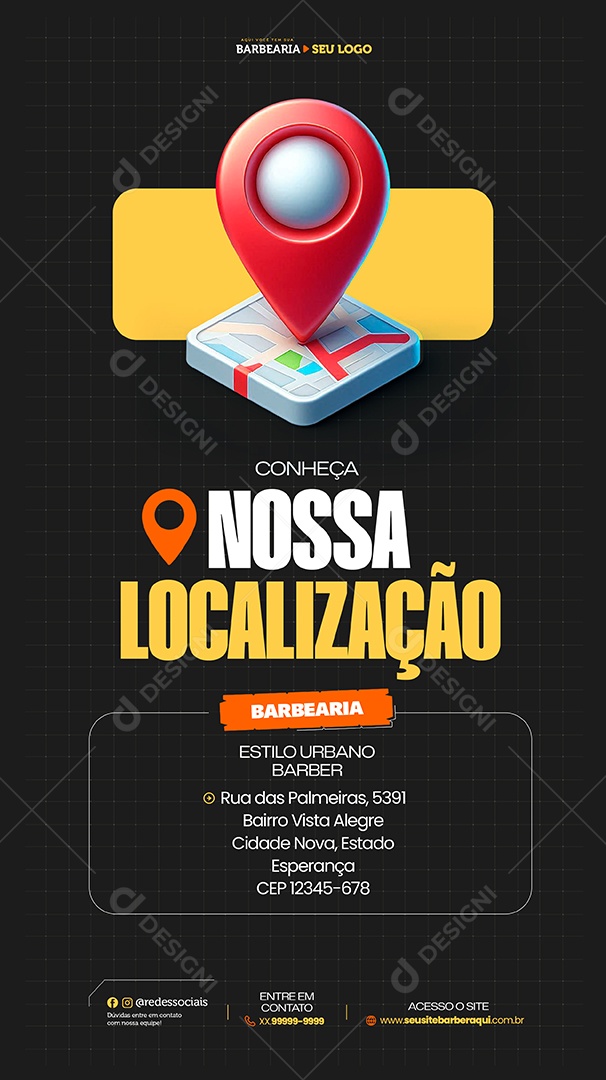 Story Barbearia Nossa Localização Social Media PSD Editável