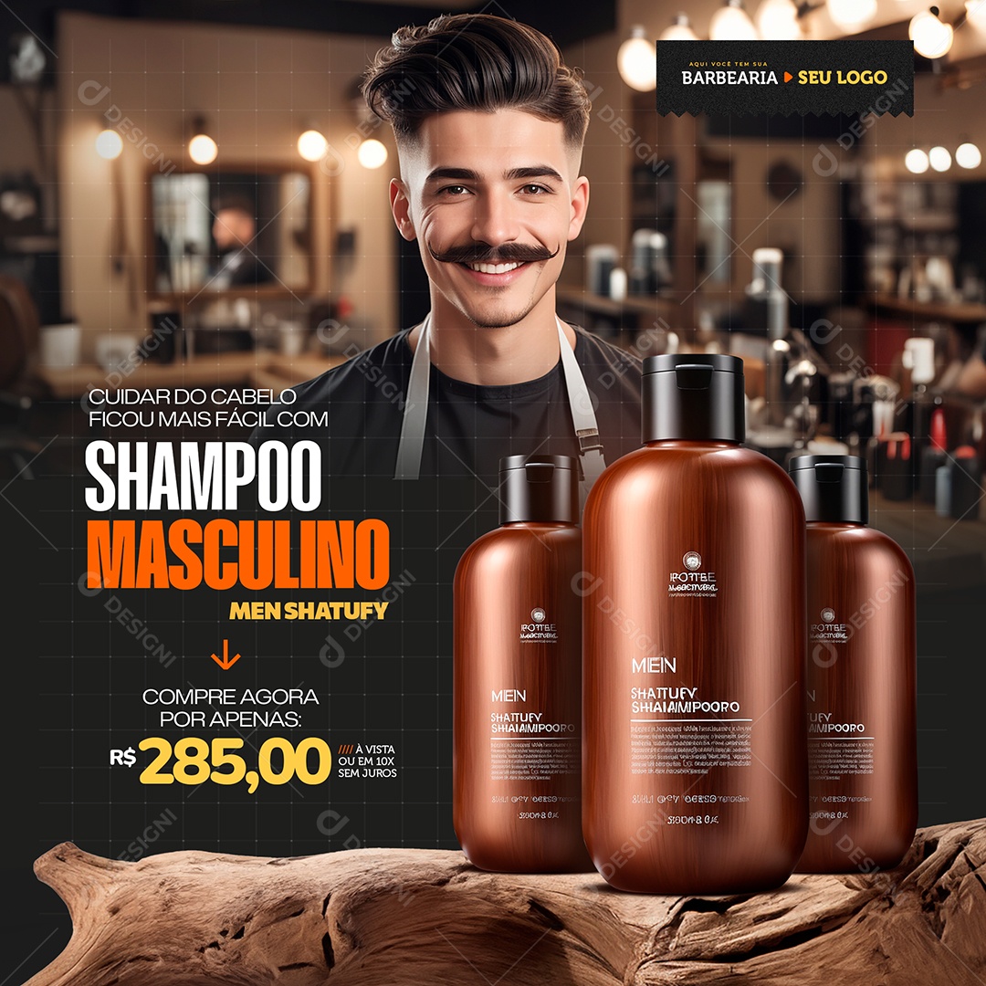 Barbearia Cuidados Com Cabelo Social Media PSD Editável