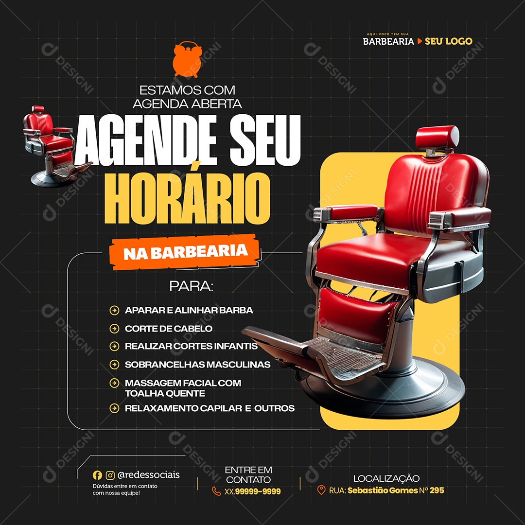 Barbearia Agende seu Horário Social Media PSD Editável