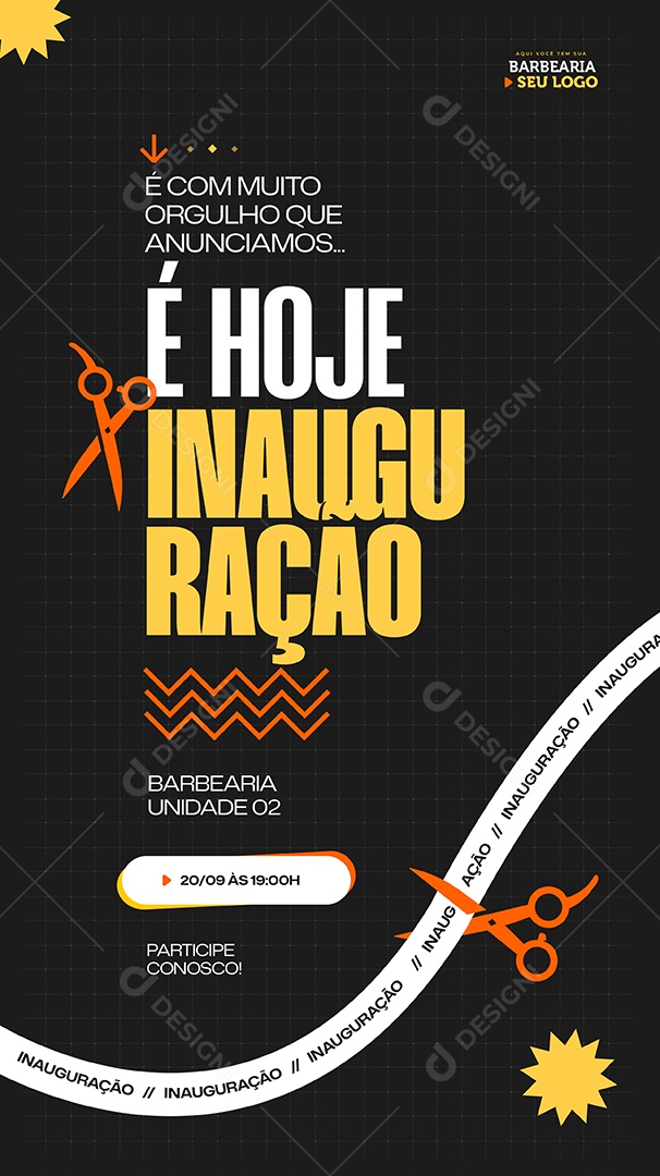 Story Convite de Inauguração Barbearia Social Media PSD Editável