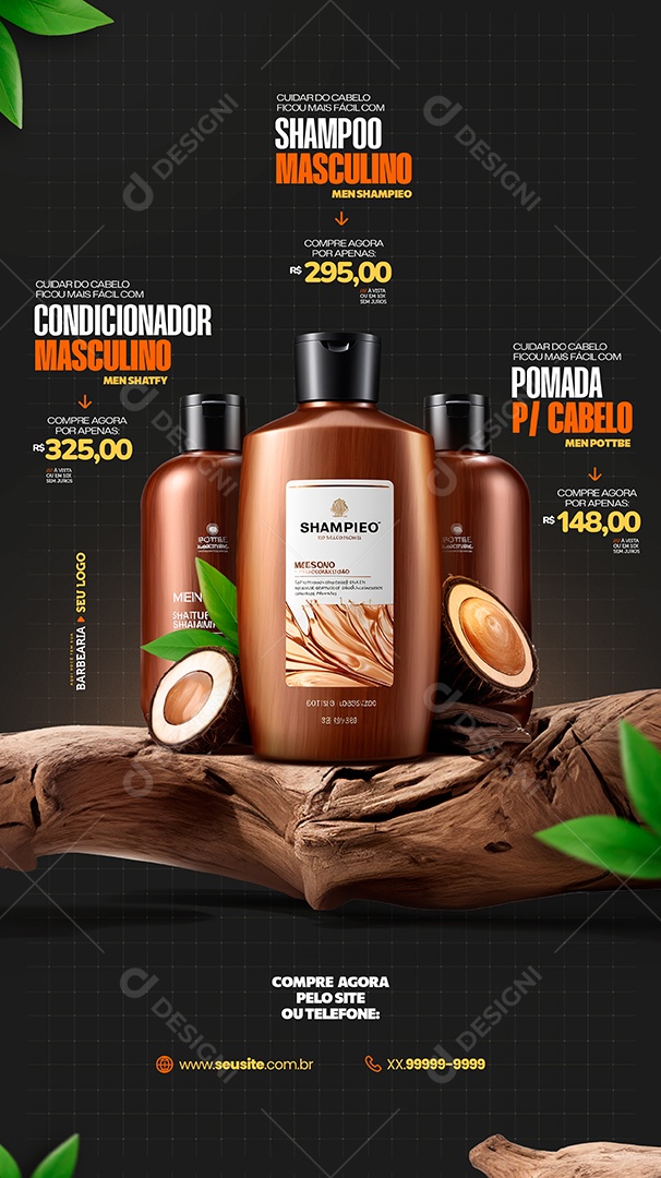 Story Barbearia Produtos Para Cabelos Masculinos Social Media PSD Editável