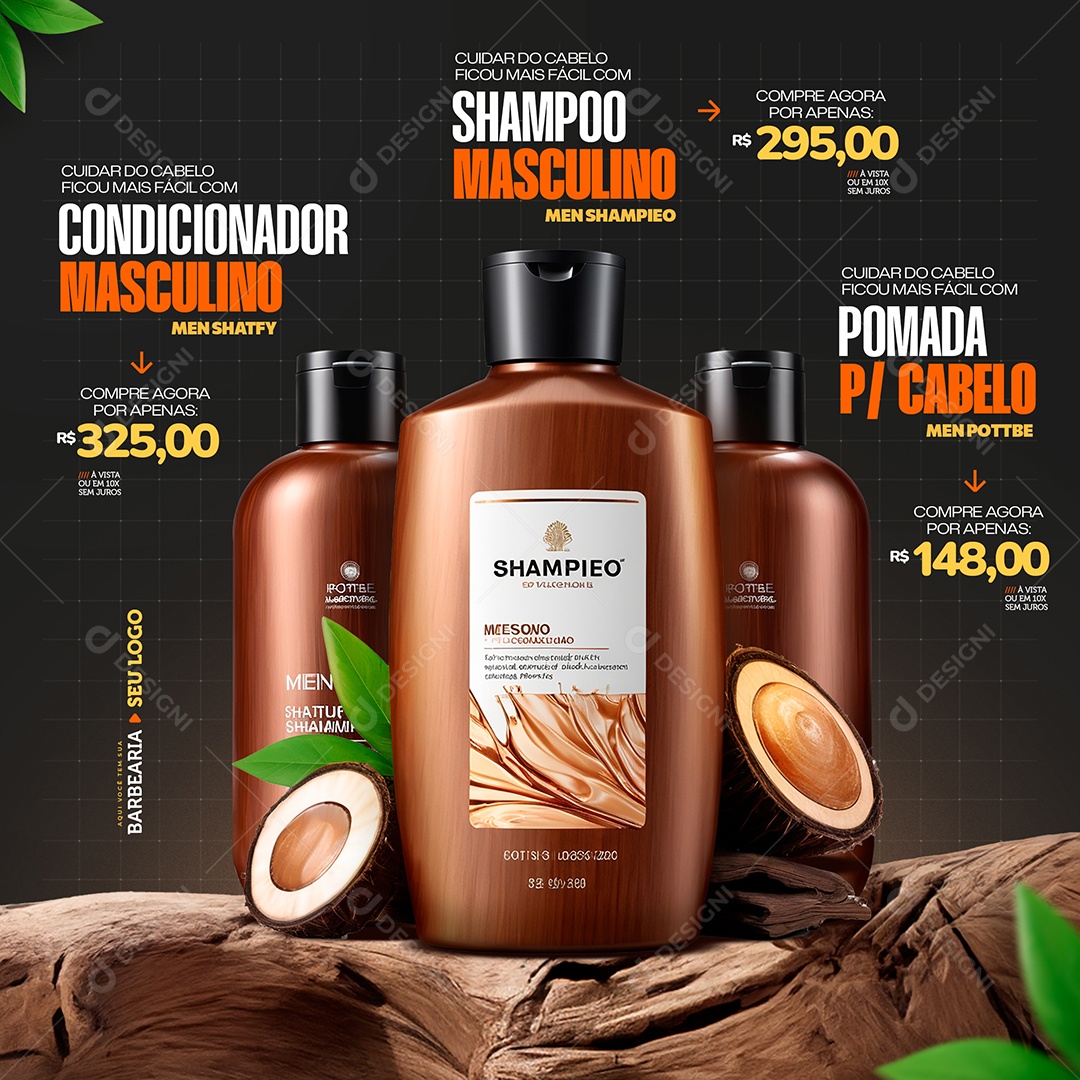 Barbearia Produtos de Cabelo Social Media PSD Editável